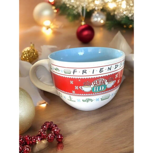 FRIENDS TV Series Central Perk Large 24oz Christmas Coffee Cup Holiday Soup Mug - Picture 2 of 7